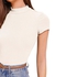 Nileton Ribbed Knit Mock Neck Crop Top - Cap Sleeve - T-shirt For Women