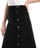 Kady Ribbed Pattern Elastic Waist A-Line Skirt - Black