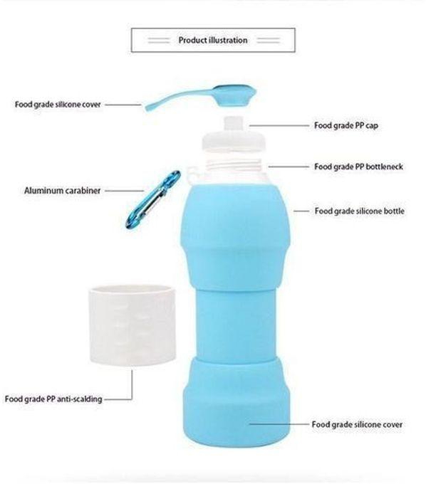 Silicone Water Bottle - 500 Ml - Blue