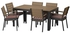 FALSTERTable+6 chairs w armrests, outdoor, black-brown, Ekerön black