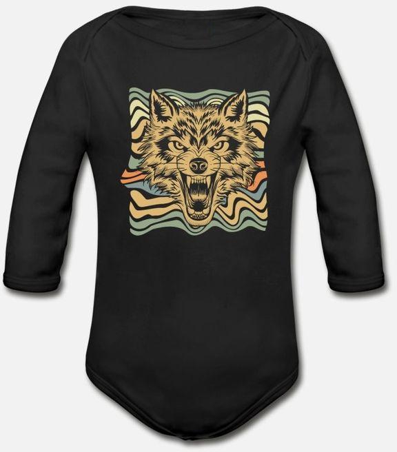 Wolf Wolves Wolf Gang Forest Animal Moon Wild Gift Organic Long Sleeve Baby Bodysuit