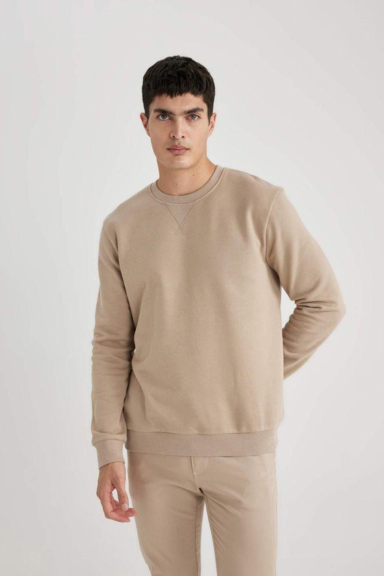 Defacto Regular Fit Crew Neck Basic Cotton Sweatshirt