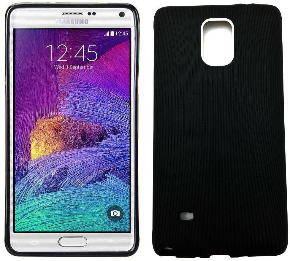 كفر حماية مخطط من البلاستيك المرن لون أسود لجوال سامسونج نوت4 - Samsung Galaxy Note4 SM-N910