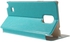 حفظة جلد مع ستاند وحمالة بطاقات و واقي شاشة لهواتف سامسونج جلاكسي نوت 4 SM-N910S SM-N910C - ازرق