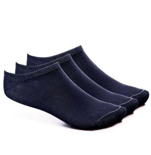 Andora Set Of 3 Cotton Slim Trim Ankle Socks - Navy Blue