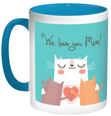 We Love You Mom Printed Coffee Mug Blue/White/Beige