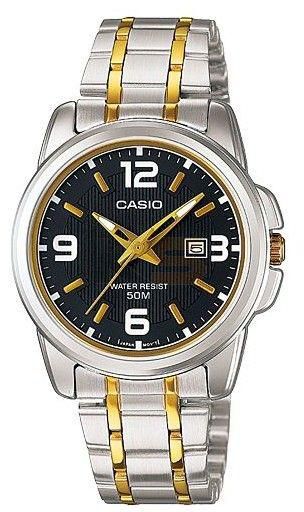 Casio LTP-1314SG  Enticer Ladies Black Dial Two Tone Stainless Steel Band Watch