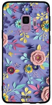 غطاء حماية واقٍ لهاتف سامسونج جالاكسي S9 نمط زهور مصنوعة يدوياً