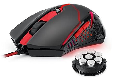 ماوس الالعاب السلكية ريدراجون M601، مزودة ب 6 أزرار ليد حمراء 3200 نقطة لكل انش مريحة لألعاب الكومبيوتر من سنترفوروس، USB