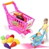Universal Mini Shopping Cart With Full Grocery Food Toy Fun Pretend Play Playset For Kids Early Kitchen Learning Rose