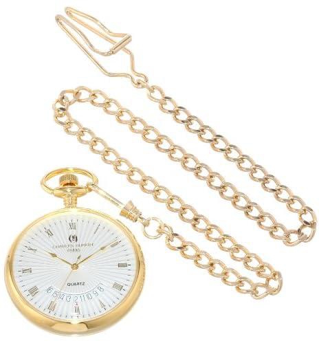 CHARLES-HUBERT PARIS Gold-Plated Open Face Quartz Pocket Watch, Gold, Watch,Mechanical