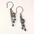 Ammonite Dangle Earrings Sterling With Dark Patina With Black Pearl