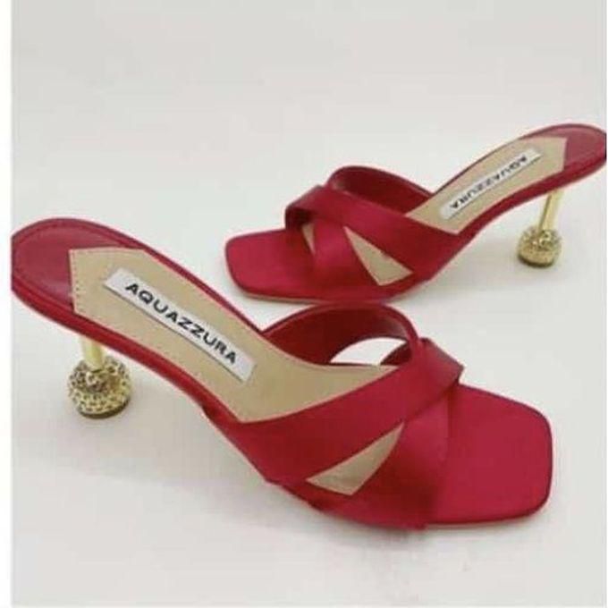Aquazzura Sleek Low Heeled Slippers- Red