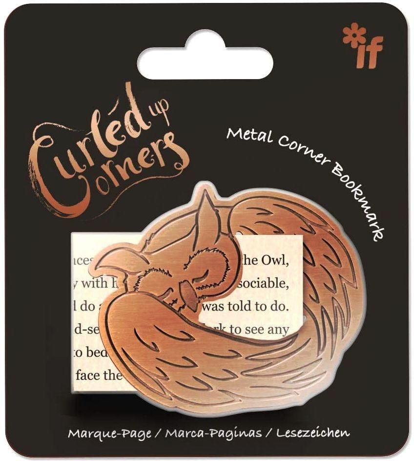 If Curled Up Corners Brass Bookmark - Sleepy Owl