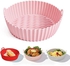 Elegious Air Fryer Silicone Liners Round Food Safe Non Stick Air Fryer Basket Oven Accessories, Air Fryer Silicone Baking Tray with Handles (Pink)