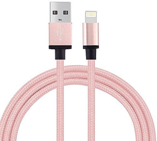 Sunsky 1m Woven Style Metal Head 58 Cores 8 Pin To USB 2.0 Data / Charger Cable For IPhone 7 & 7 Plus IPhone 6s & 6s Plus IPhone 6 & 6 Plus IPhone 5 & 5S IPad Air(Pink)