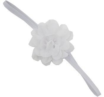 Floral Design Elastic Cotton Headband White