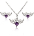 Mysmar White Gold Plated Angel Wings Purple Crystal Jewelry Set [MM356]