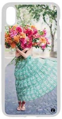 غطاء حماية مطبوع ايفون XS ماكس صورة فتاة جميلة مع زهور ملونة
