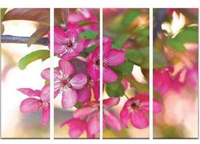 طقم تابلوه مصنوع من الفينيل بتصميم الزهور والنباتات مكون من 4 قطع متعدد الألوان