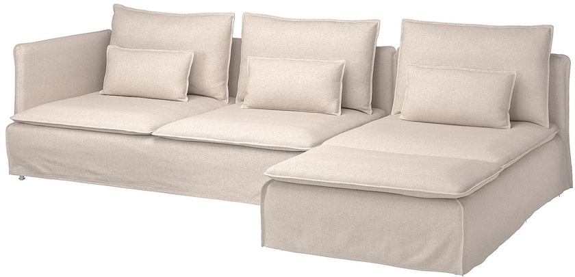 SÖDERHAMN 4-seat sofa with chaise longue - with open end Gransel/natural colour