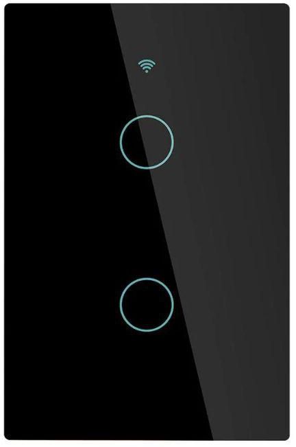 WIFI + RF Smart Touch Wall Switch 2 Gang 10A Black - MOES Single L