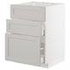 METOD / MAXIMERA Base cab f sink+3 fronts/2 drawers, white/Ringhult light grey, 60x60 cm - IKEA