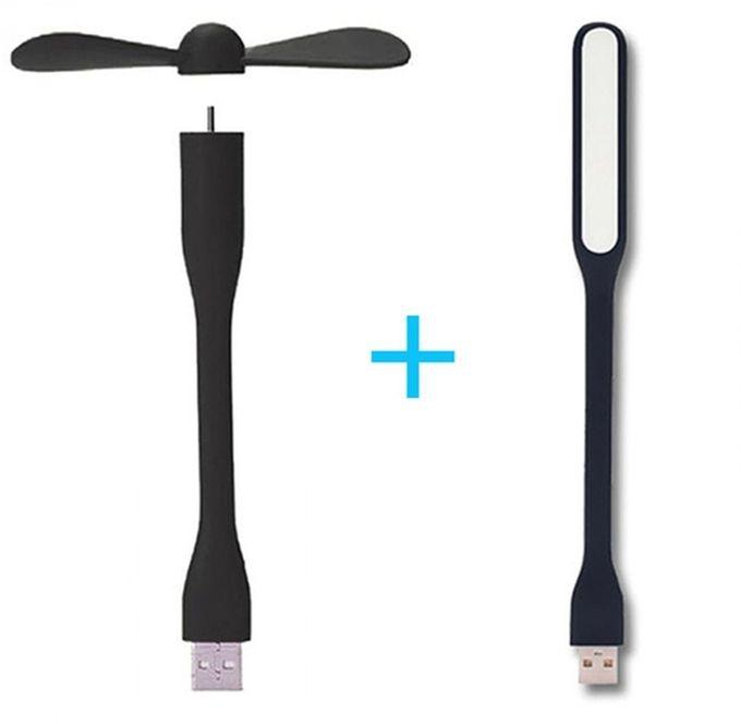 USB Fan Flexible Bendable Cooling Fan And USB LED Light Lamp