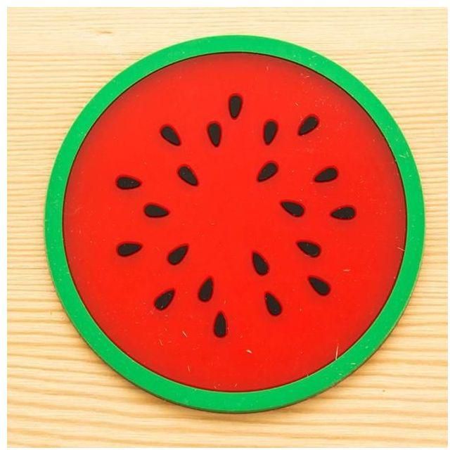 Neworldline Fruit Coaster Colorful Silicone Cup Drinks Holder Mat Tableware Placemat -Red