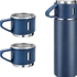 Vacuum Insulated Thermos 500ml Stainless Steel Thermal Bottle For Hot And Cold Beverages With 2 Extra Cups .navy Blue