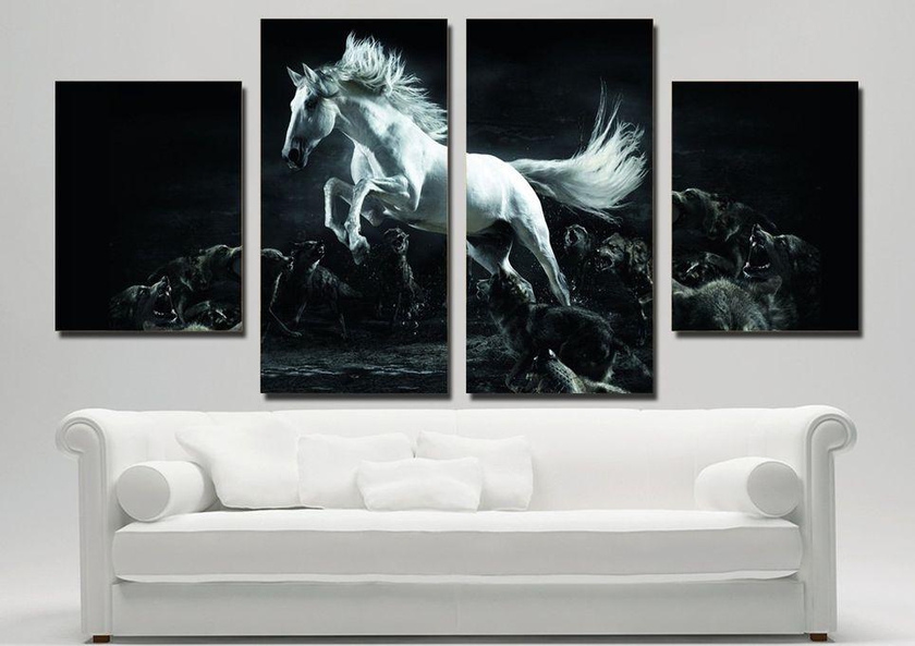Smile Gallery Modern Tableau - 129 X 60 Cm White Horse