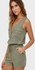 Casual V-Neck Sleeveless Lace-Up Jumpsuit Green