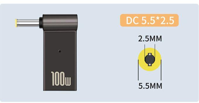 PD 100W USB Type-C Female To DC Male Jack Plug Converter