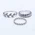 fluffy women accessories Leaf Earing-Set Of Rings 3 Pcs Fluffy Women's Accessories-Silver