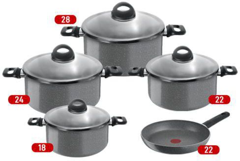 Tefal Cook Natural Stainless Steel Pot Set – 18/22/24/28 cm + FP 22 cm