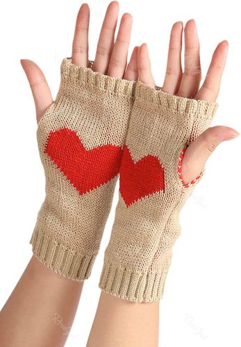 Warm Heart Knitted Fingerless Gloves
