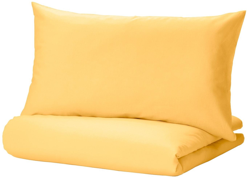 NATTSVÄRMARE Duvet cover and pillowcase - yellow 150x200/50x80 cm