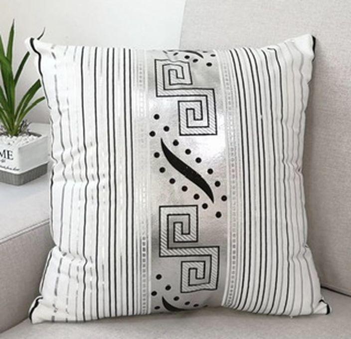 Pillow Generic White (with Silver Print) Throw Pillow Case/Cover (18” X 18”)