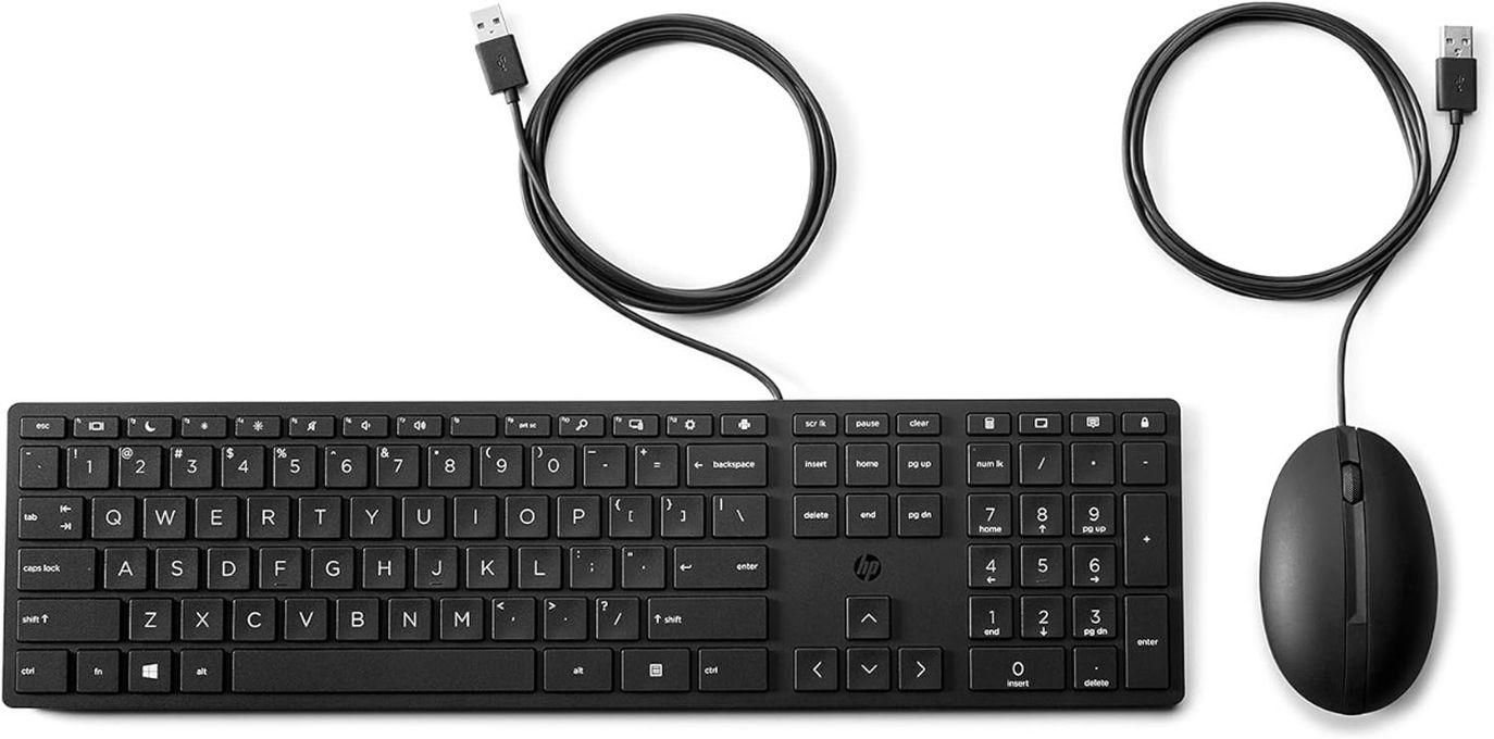HP 320MK Wired Desktop Mouse and Keyboard Combo - Black