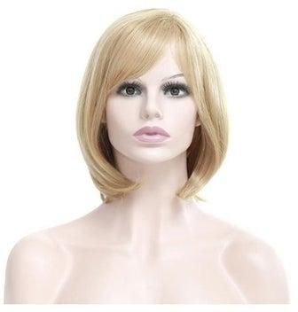 Synthetic Fluffy Slanted Short Hair Extension Wig Blond