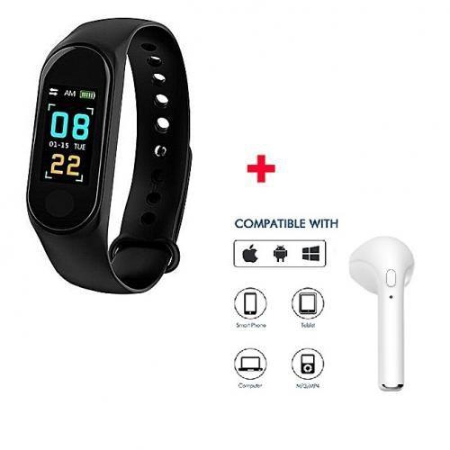 Generic M3 Smart Bracelet Heart Rate Watch + Free Wireless Earphone
