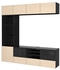 BESTÅ TV storage combination/glass doors, black-brown, Inviken ash veneer