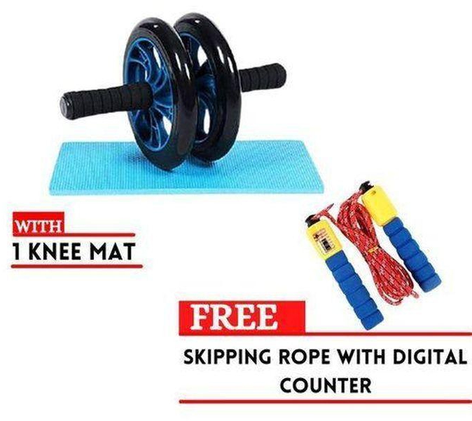 AB Wheel Abs Workout Roller + Free Skipping Rope And Mat