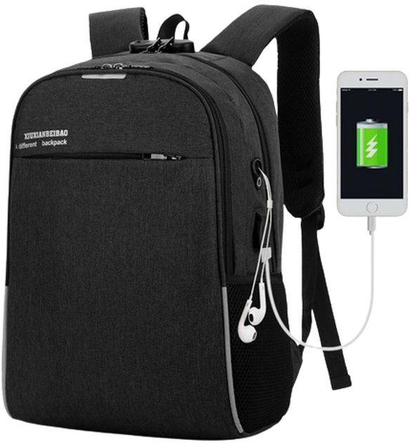 Multifunction Anti Theft Laptop Backpack Black