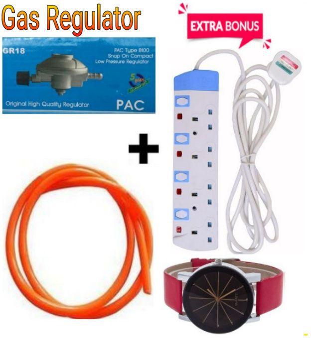 Pac Gas Regulator With Gas Hose Pipe ,4Way Extension,Watch.