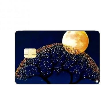 PRINTED BANK CARD STICKER Aesthetic Tree Drawing With Moon