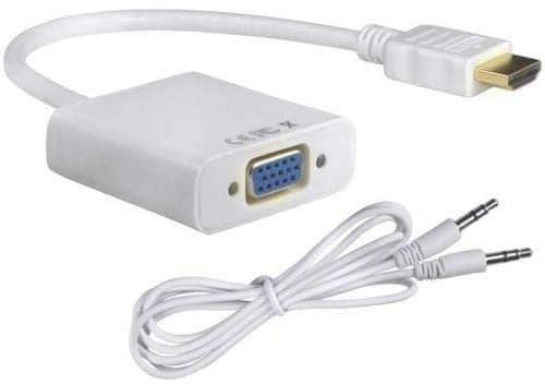 1080P HDMI Male to VGA Female Video Converter Adapter Cable WITH AUDIO For PC DVD HDTV [White]