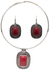 Fashion Red Stainless Steel Choker & Earrings Set.