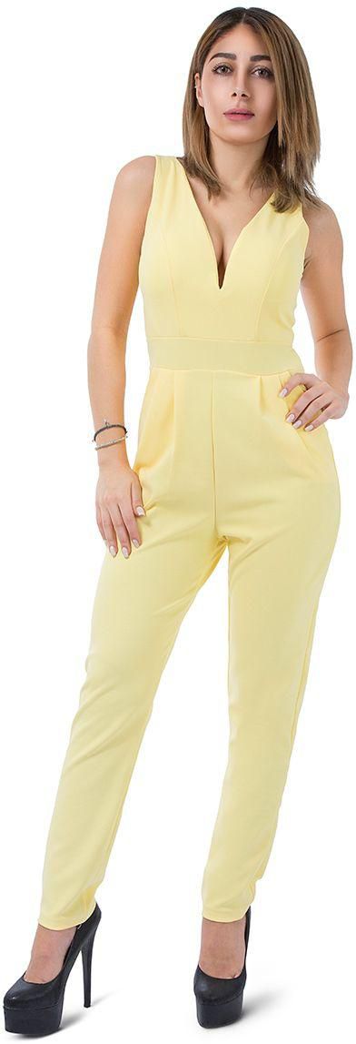 Vog Paris Jumpsuit for Women , Size L , Yellow , 959