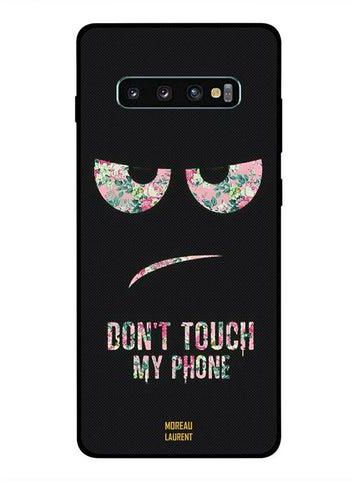 غطاء حماية واقِ لهاتف سامسونج جالاكسي S10 بلس غطاء واقي للهاتف مطبوع بعبارة "Don't Touch My Phone"